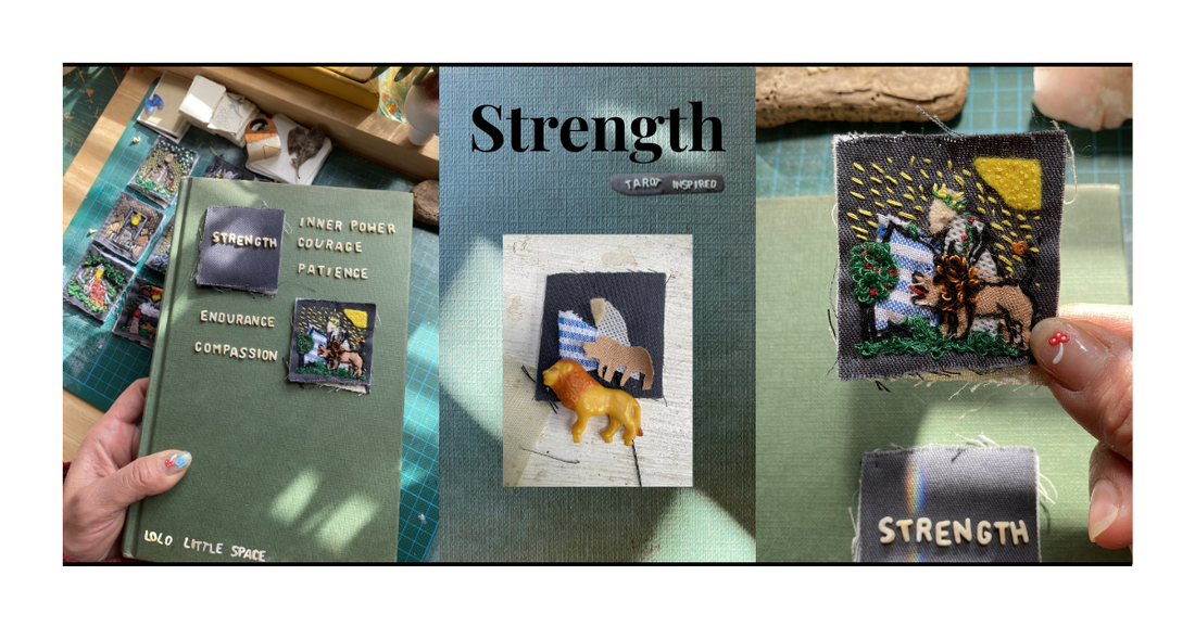 and-embroidered Strength tarot card - Major Arcana card 8 - by Lolo Little Space