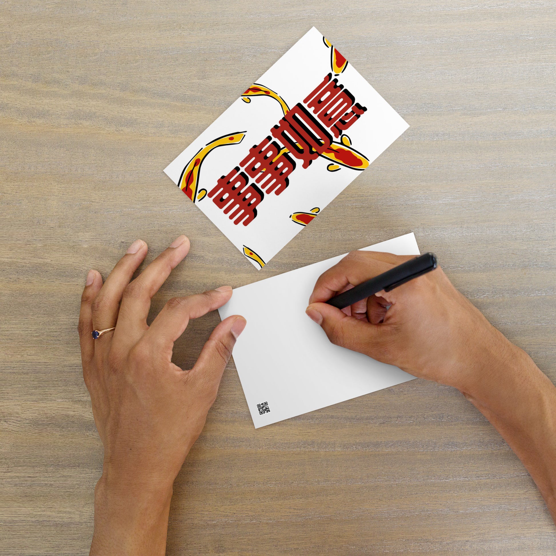 Cantonese flat card with 事事如意 meaning May Everything Go As You Wish